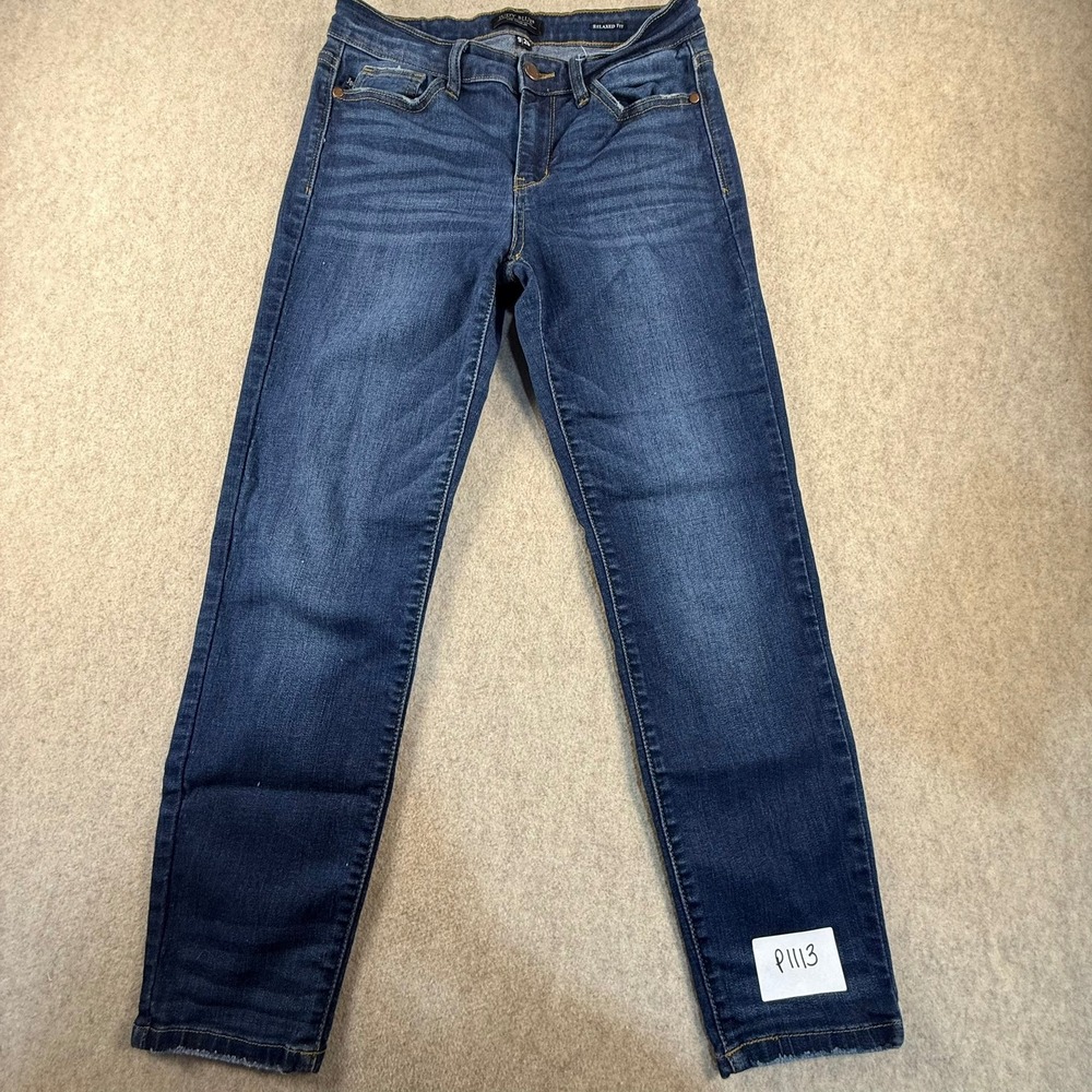 Judy Blue Relaxed Fit Dark Wash Distressed Raw Hem Denim Jeans Size 9 29